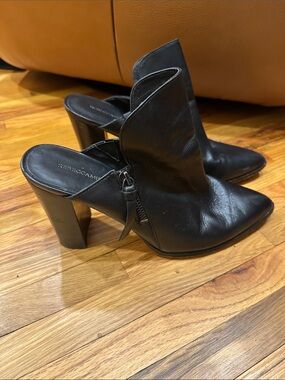 Rebecca Minkoff Black Leather Pointed Mule Heels